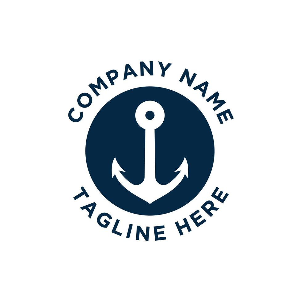 Marine retro emblems with anchor logo vector