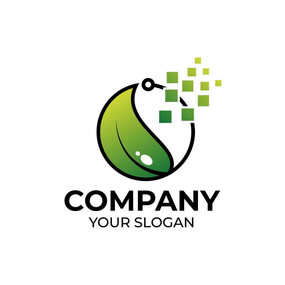 Leaf tech logo design vector