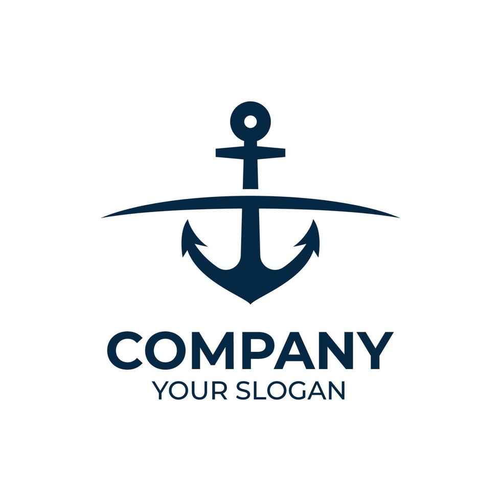 Marine retro emblems with anchor logo vector