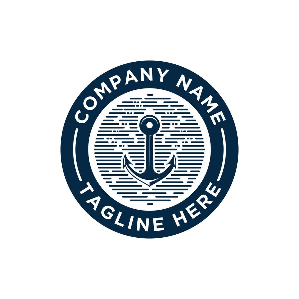 Marine retro emblems with anchor logo vector