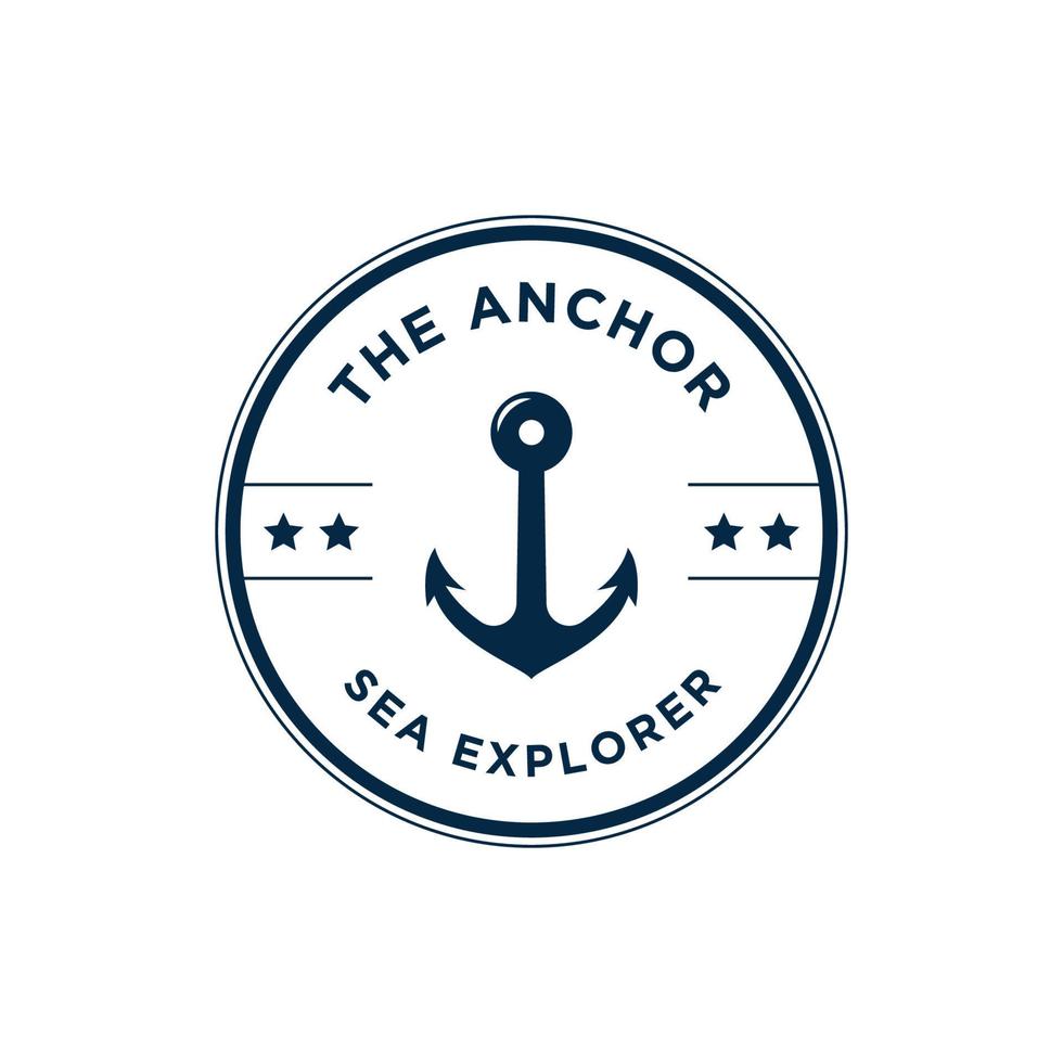 Marine retro emblems with anchor logo vector