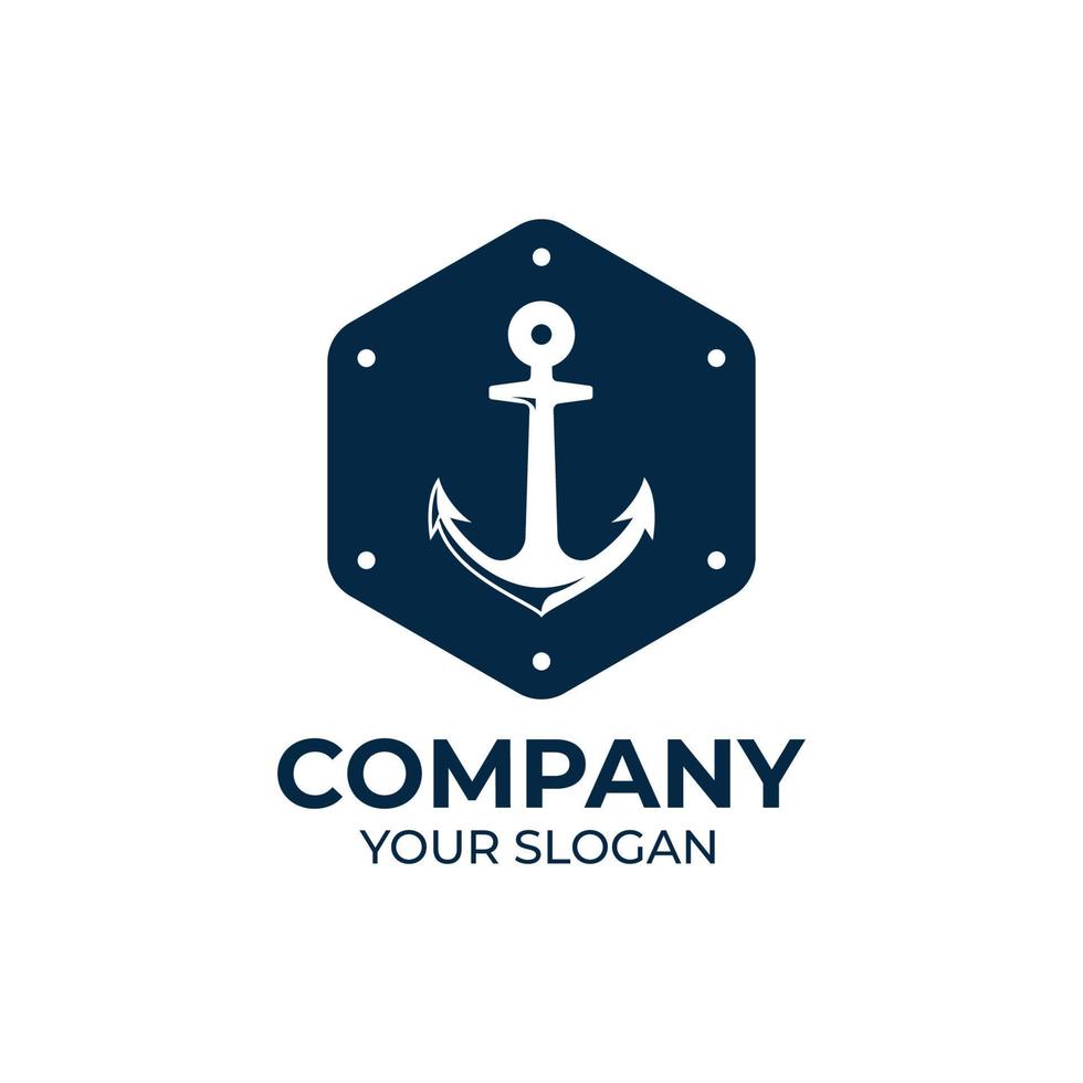 Marine retro emblems with anchor logo vector