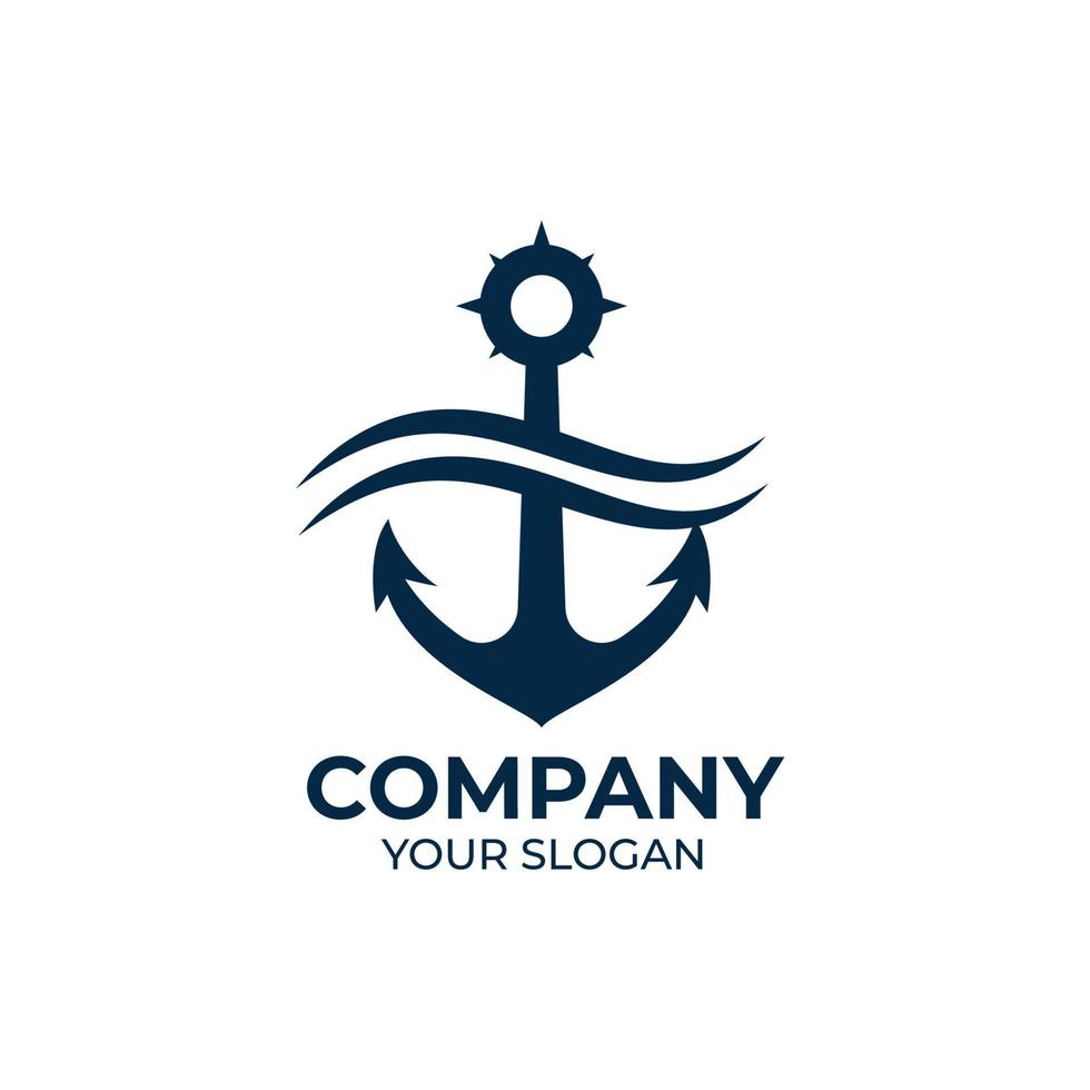 Marine retro emblems with anchor logo vector