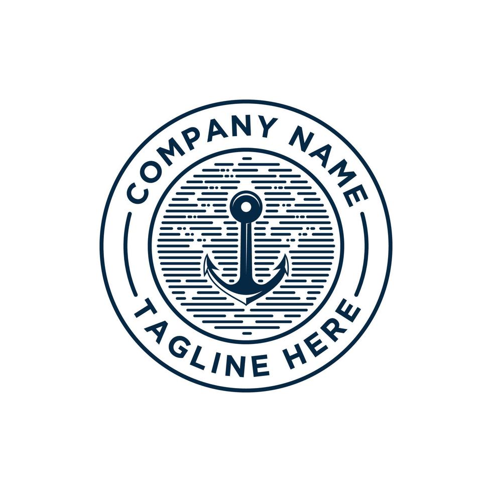 Marine retro emblems with anchor logo vector