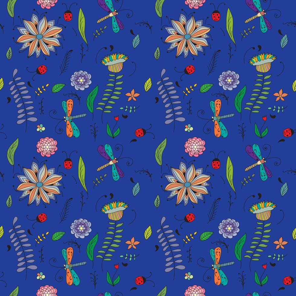 Seamless abstract background with flowers vector