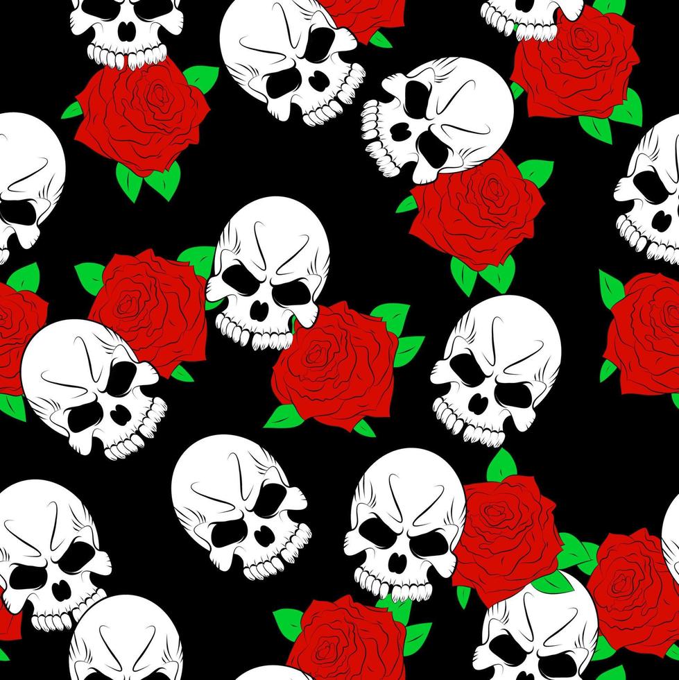 Seamless pattern with skulls vector