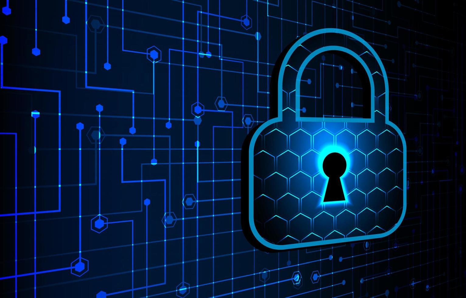 Closed Padlock on digital background, cyber security vector