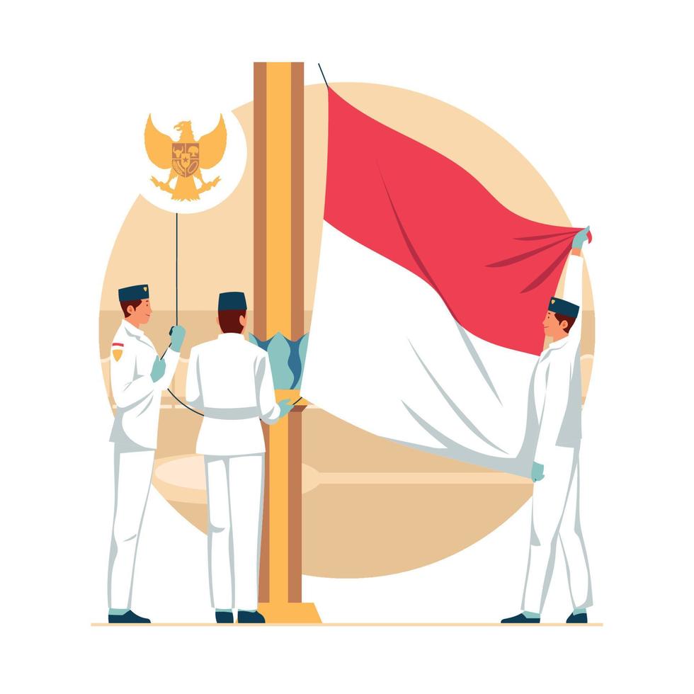 Paskibra Pengibar Bendera Merah Putih vector