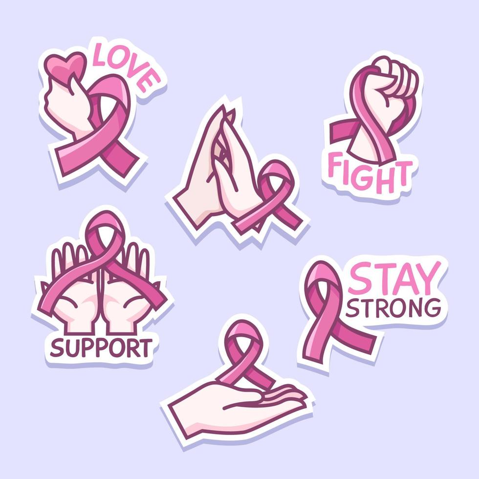 Set of Cancer Support Sticker vector