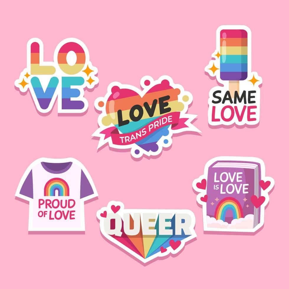 Set of Pride Month Sticker vector