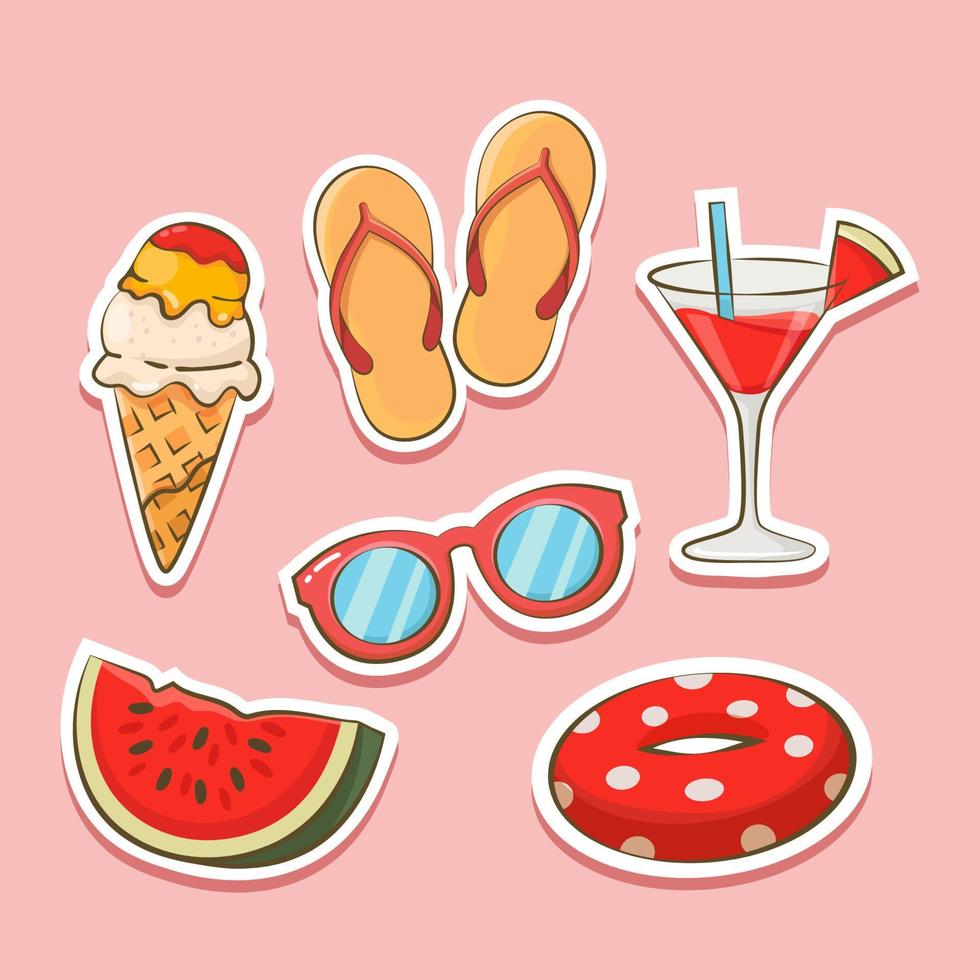 Set of Summer Element Sticker vector