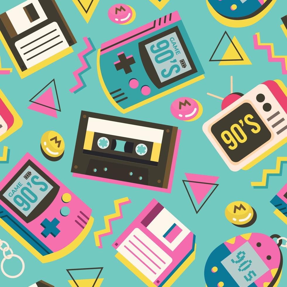 Retro 90s Seamless Pattern vector