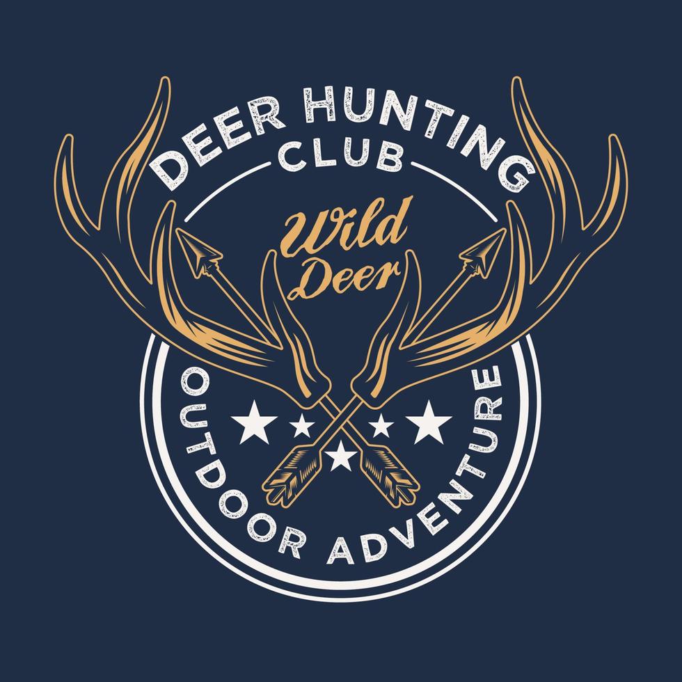 vintage deer hunting club badge design vector