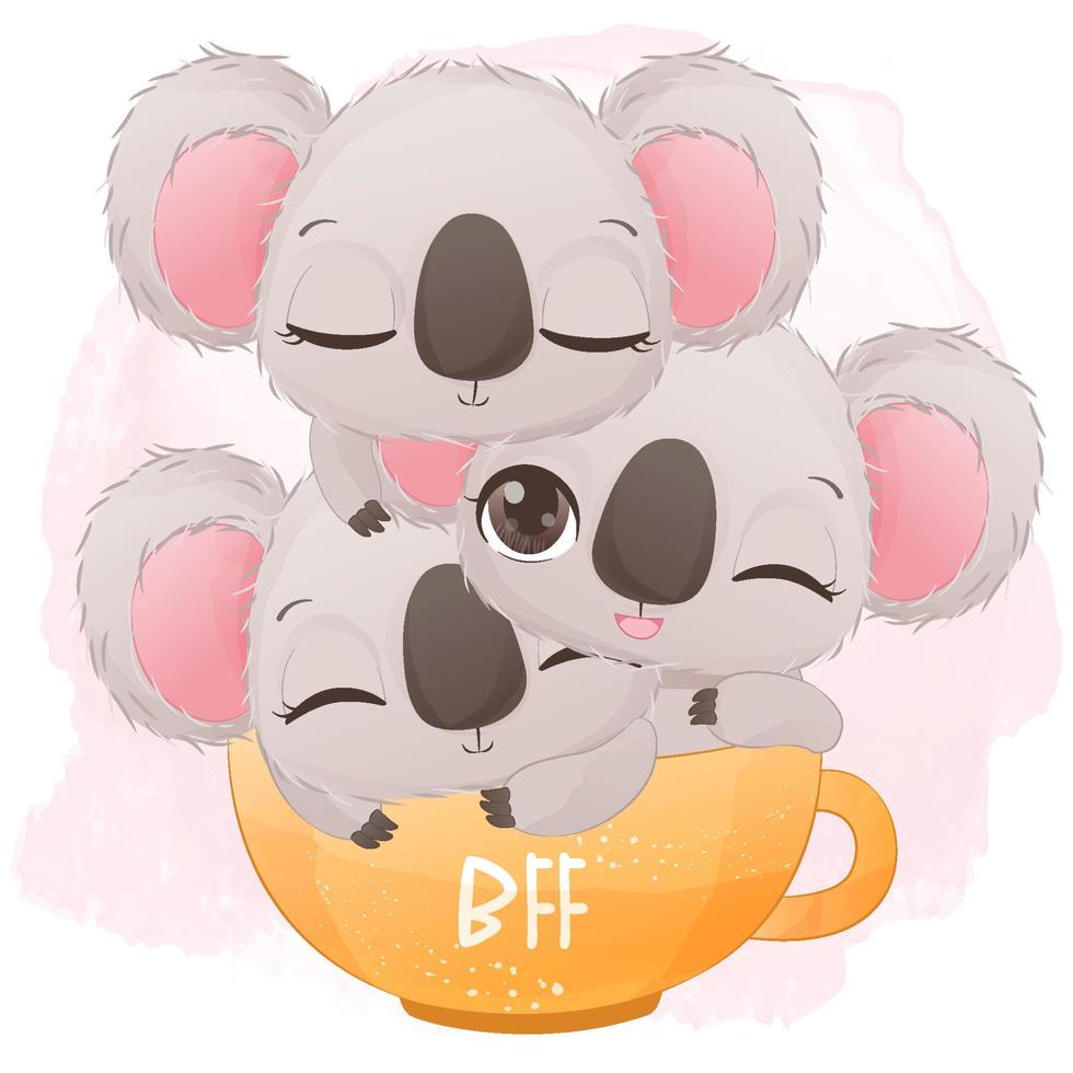 adorable pequeña ilustración de koala vector