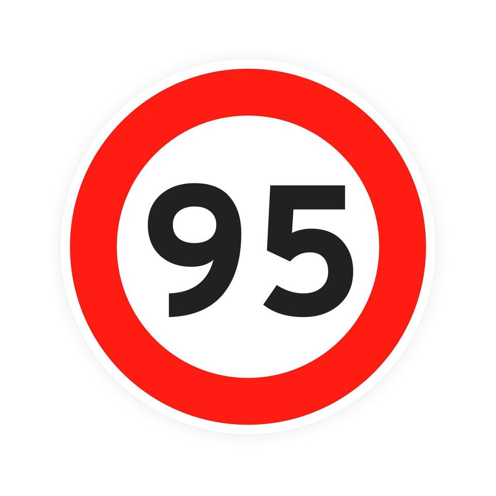 Speed limit 95 round road traffic icon sign flat style design vector illustration.