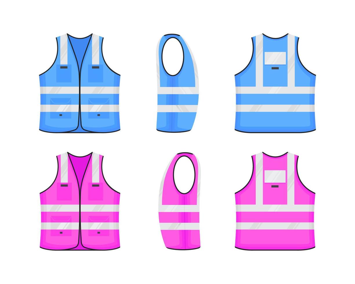 Safety reflective vest icon sign flat style design vector illustration set.
