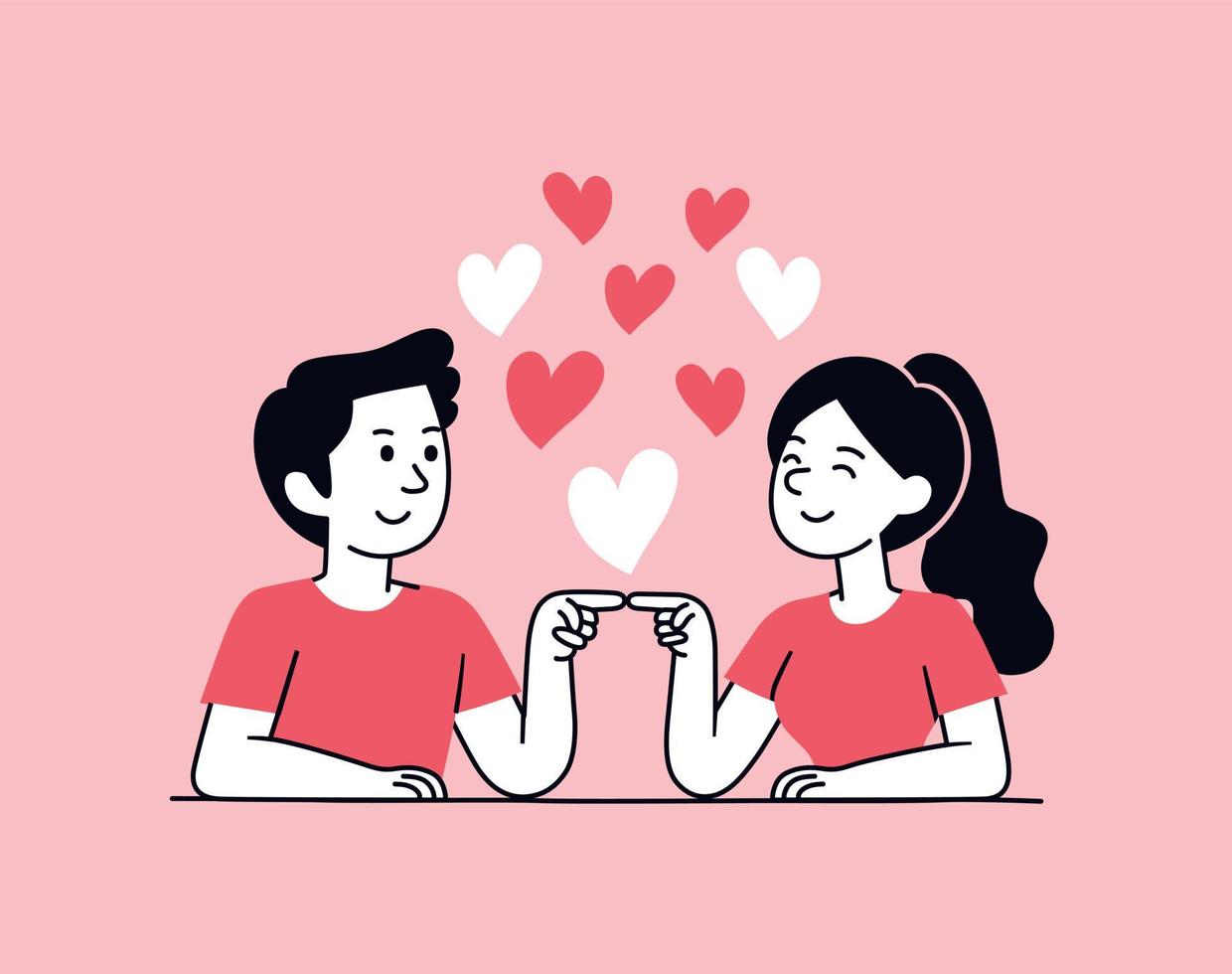 boy and girl point finger touching with love vector