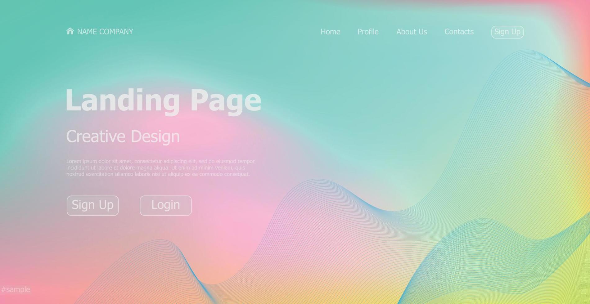 Gradient light web template landing page digital website landing page design concept - Vector