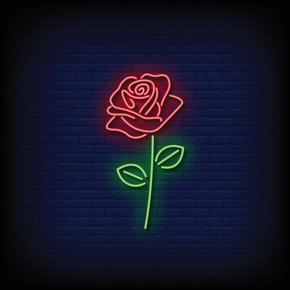 Rose Neon Signs Style Text Vector