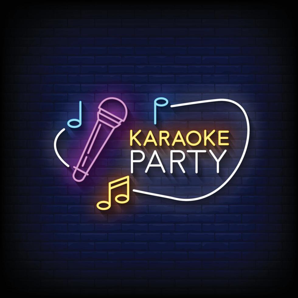 Karaoke Party Neon Signs Style Text Vector