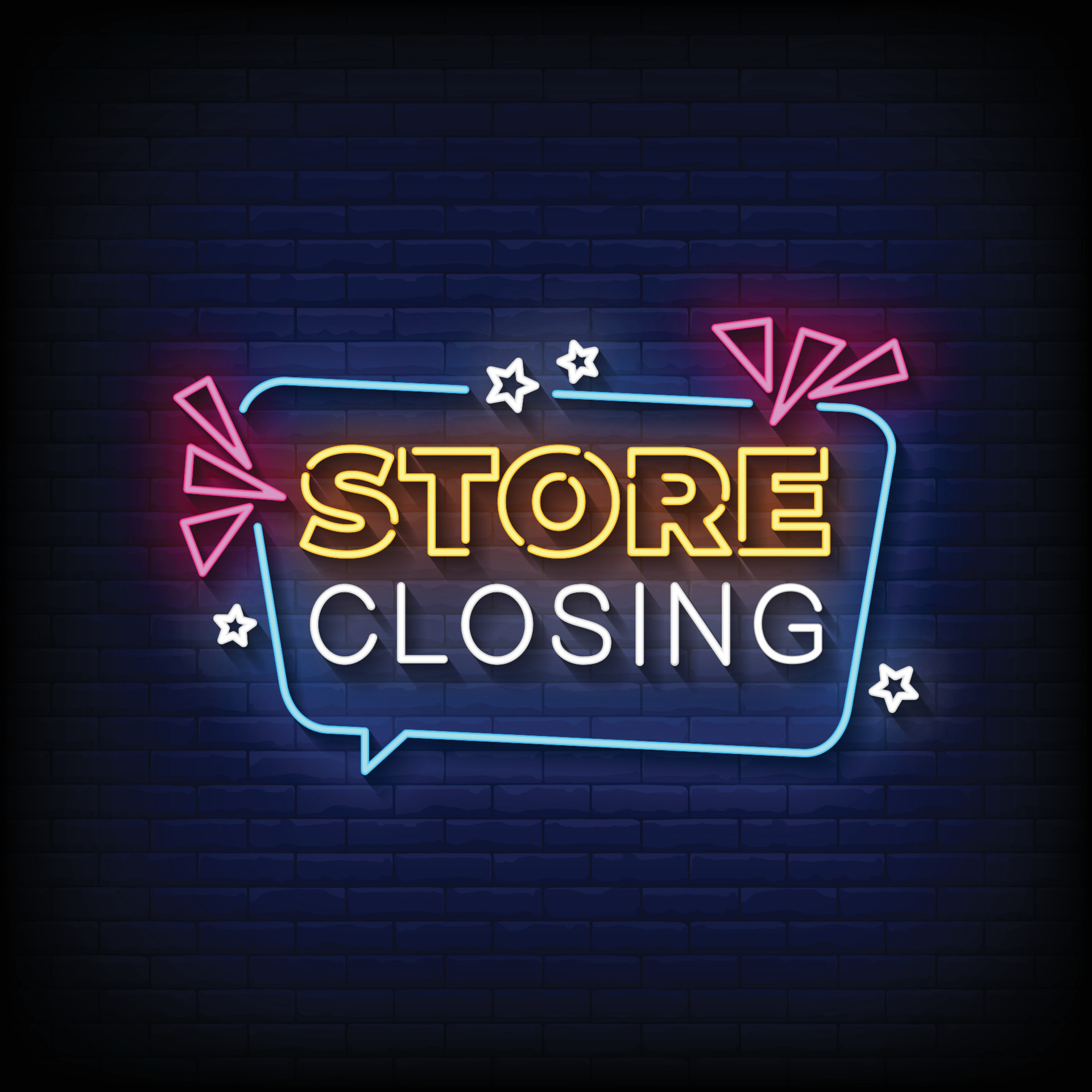 Store Closing Neon Signs Style Text Vector 7356955 Vector Art at Vecteezy