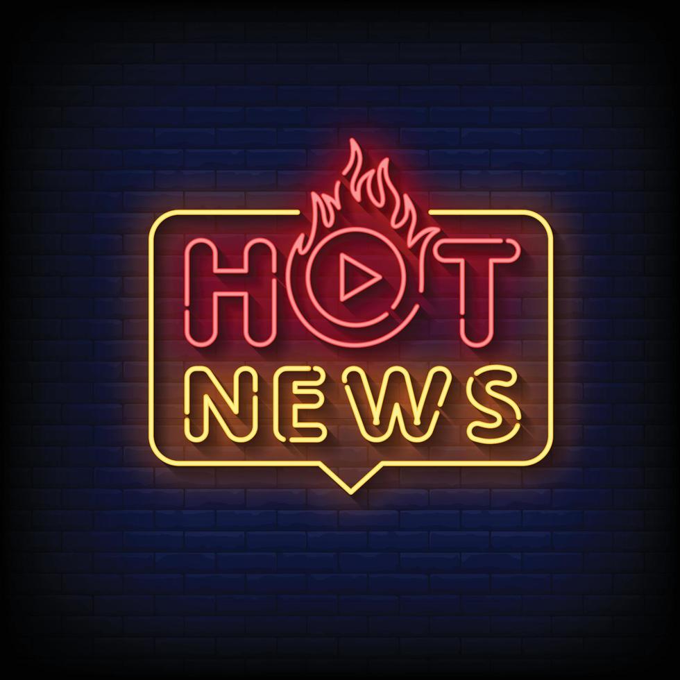 Hot News Neon Signs Style Text Vector