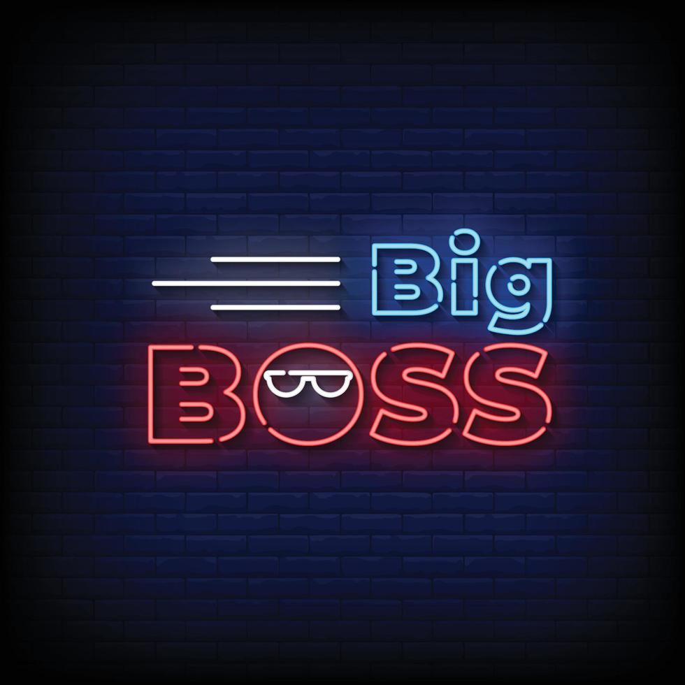 Big Boss Neon Signs Style Text Vector