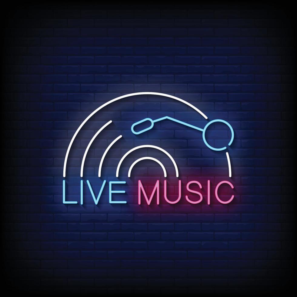 Live Music Neon Signs Style Text Vector