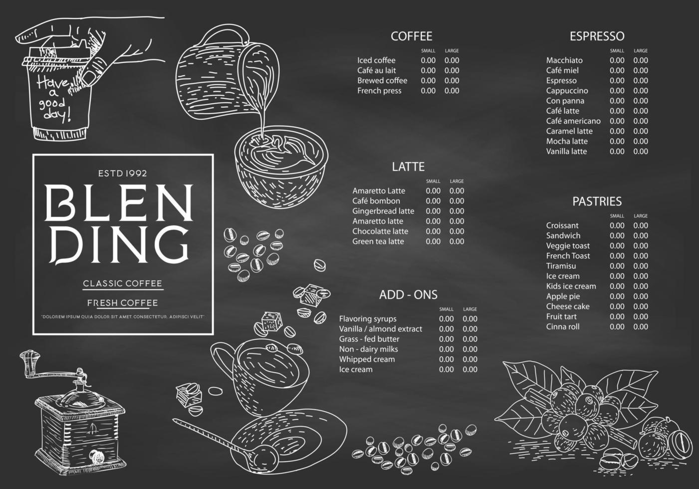 Coffee illustration for poster or menu template. vector