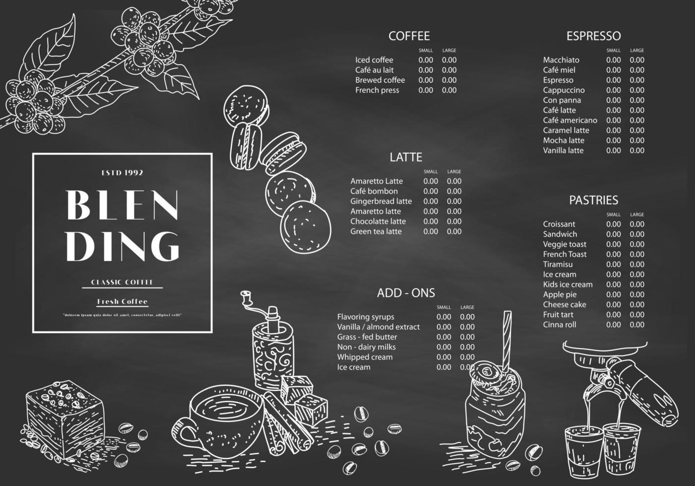 Coffee illustration for poster or menu template. vector