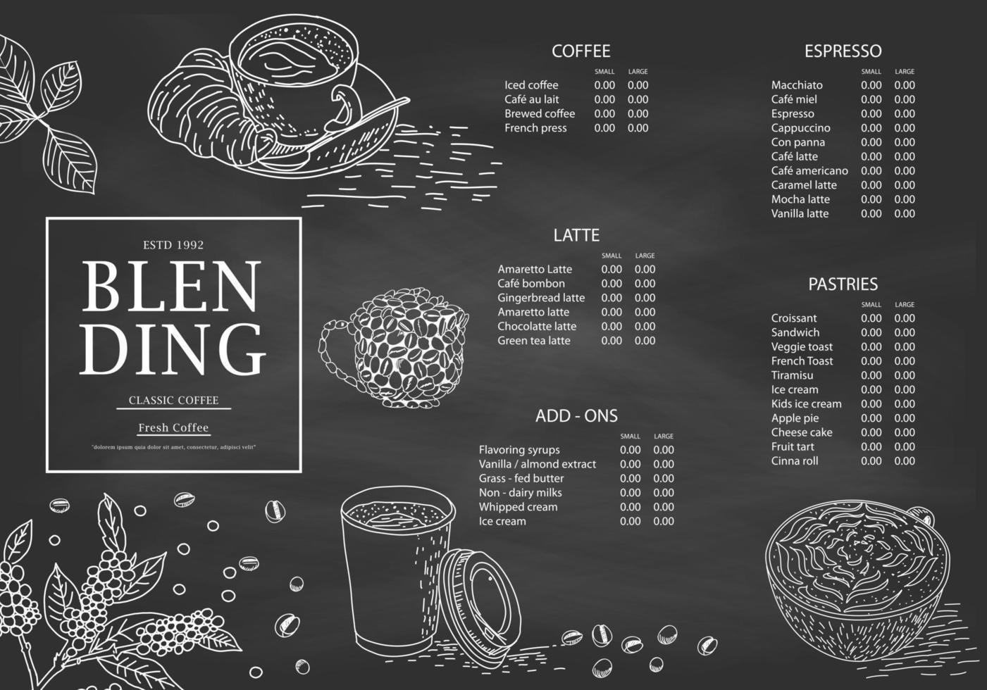 Coffee illustration for poster or menu template. vector