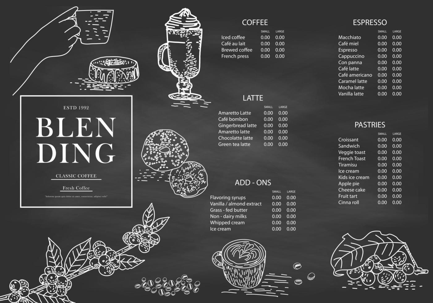 Coffee illustration for poster or menu template. vector