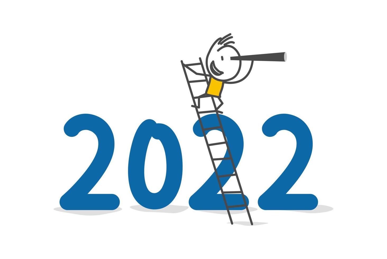 Stick figures. Economic outlook for 2022. vector