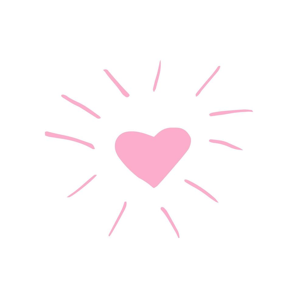 pink heart. illustration hand drawn in doodle style. monochrome, scandinavian, minimalism. icon sticker vector