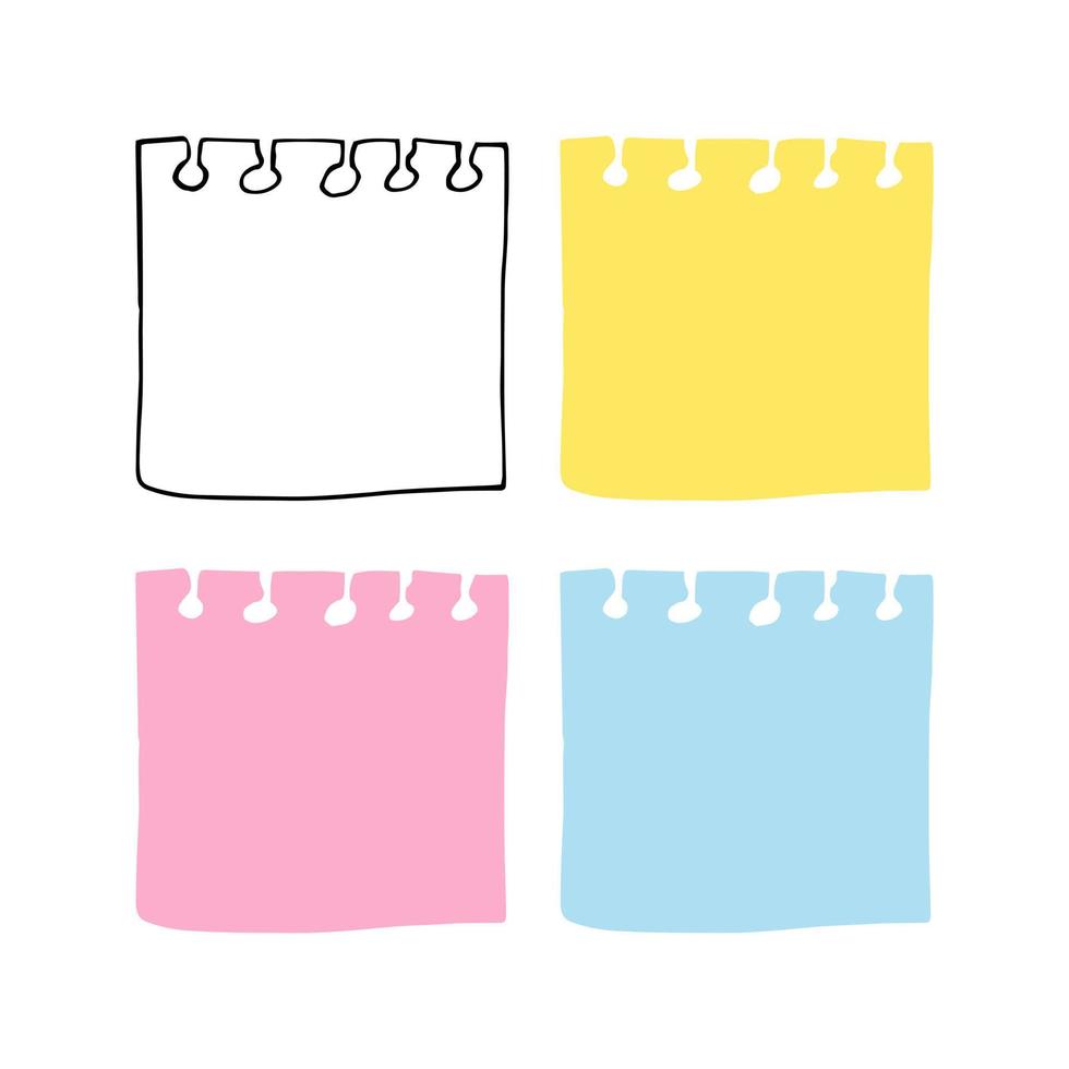note sheet set. notepad torn page collection. illustration hand drawn in doodle style. minimalism, cartoon. icon, template vector