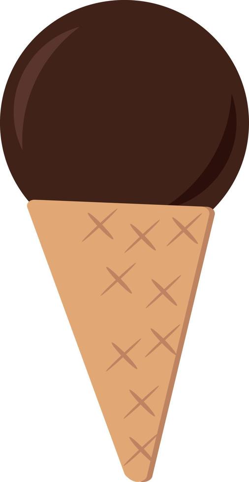helado en un cono de galleta. elemento único en estilo plano. postre dulce vector