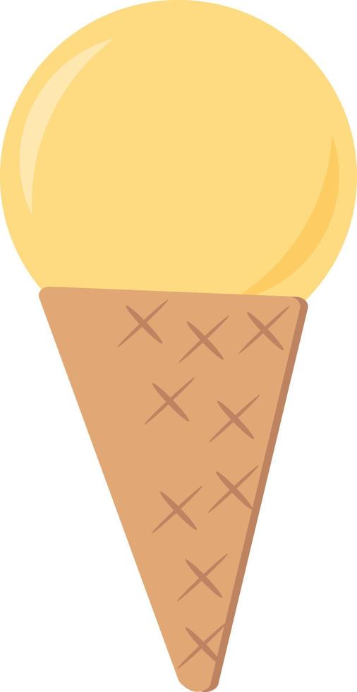 ice cream in a waffle cone. single element in flat style. sweet dessert vector