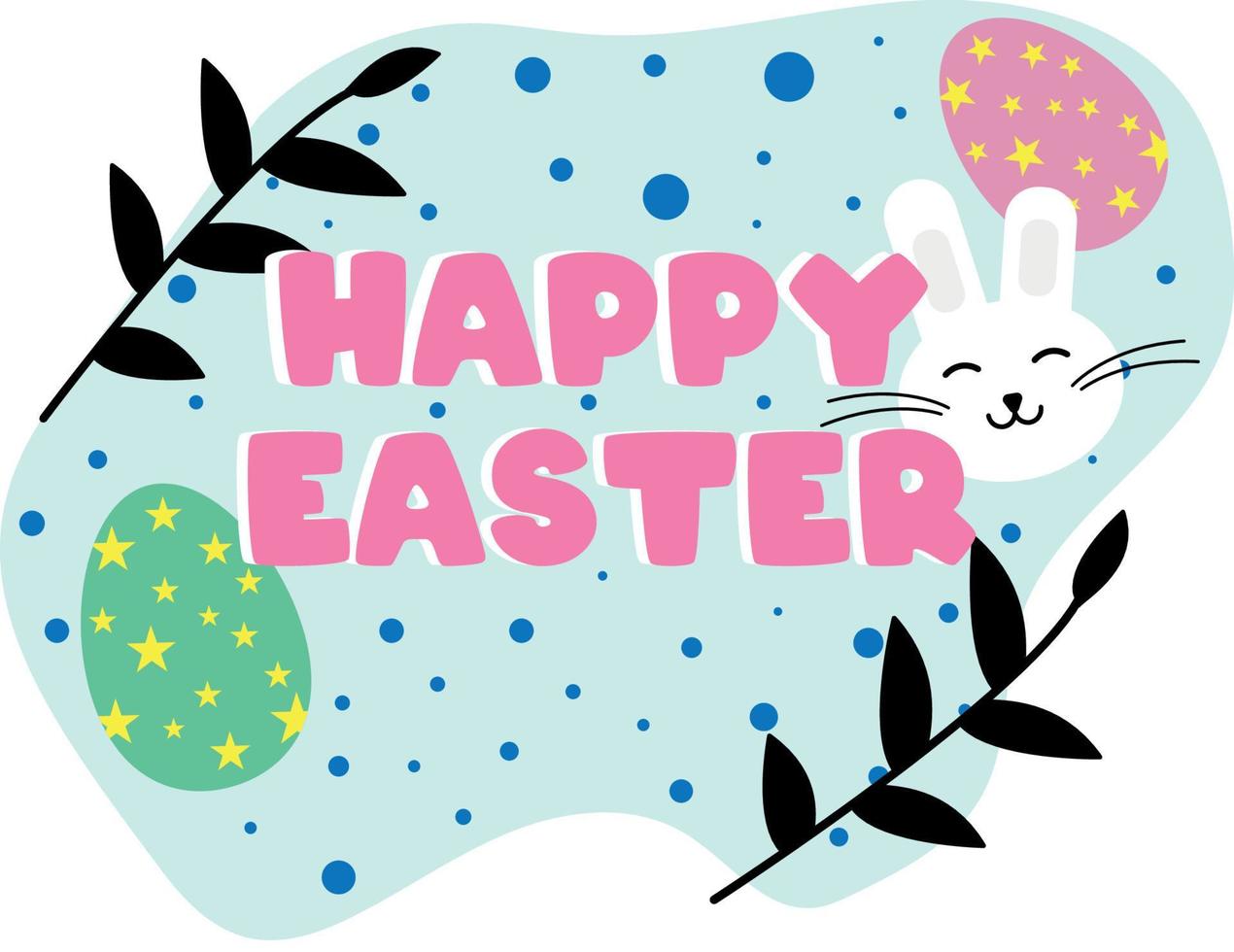 happy easter card with bunny vector