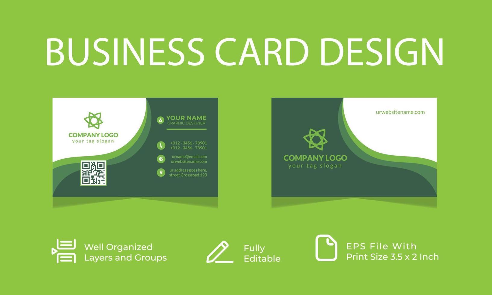 Green Nature business card template Vector illustration