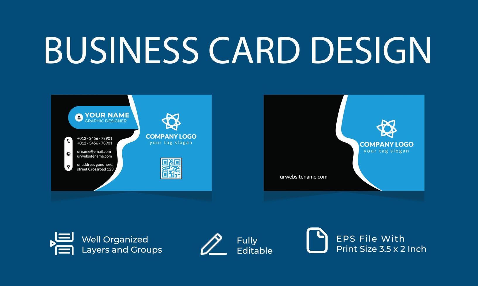 Minimal business card template Vector illustration