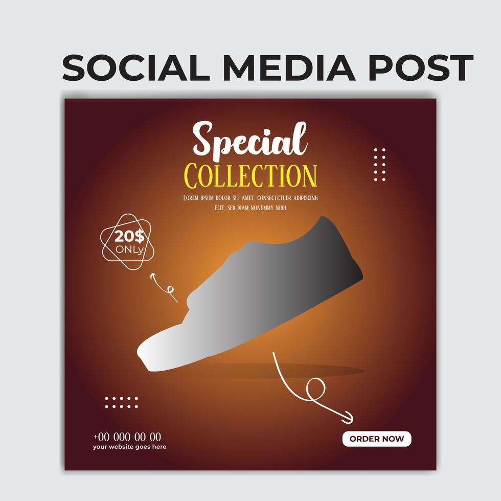 colección especial de zapatos publicación en redes sociales vector