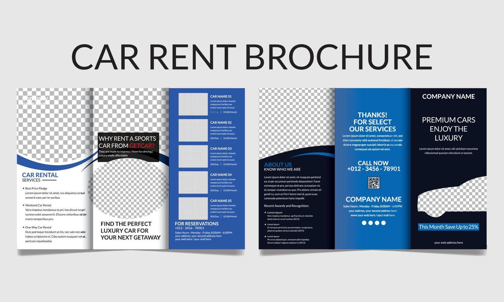 Car rental minimal brochure template vector