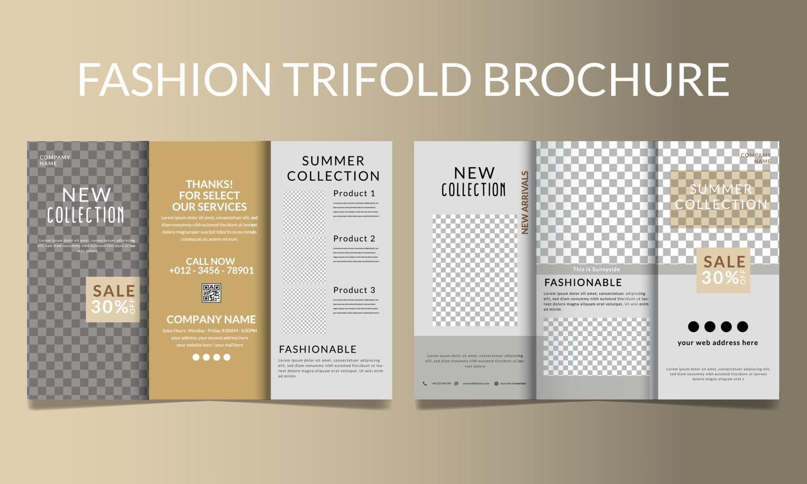 Fashion Minimal trifold brochure template vector