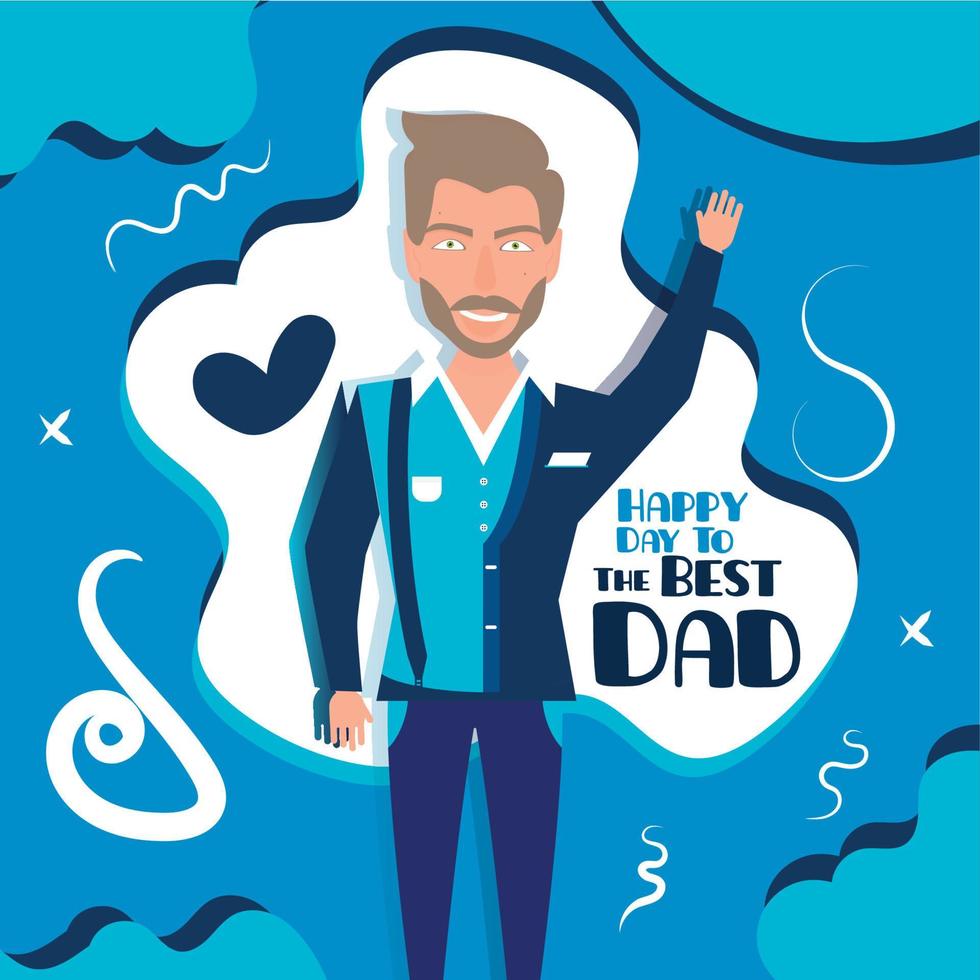 vector de plantilla de día de padre de personaje de dibujos animados de papá feliz aislado