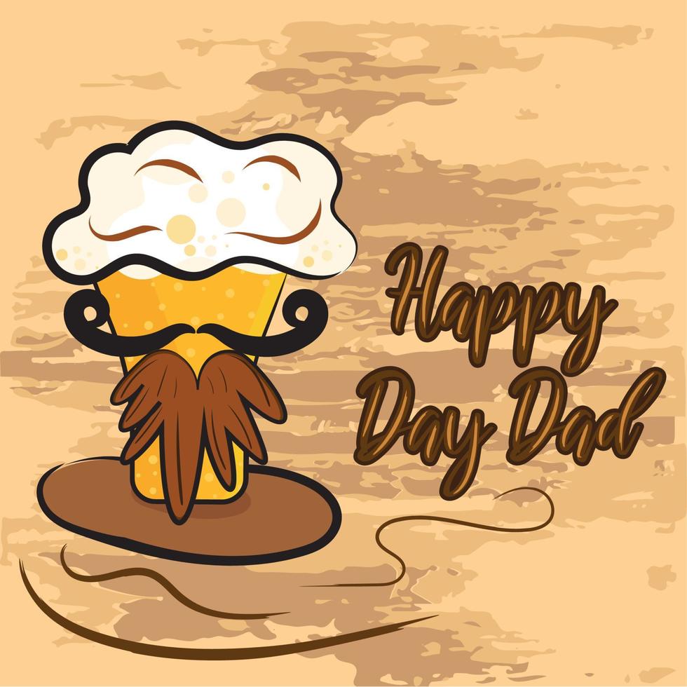 Isolated cute beer glass cartoon Happy father day retro template Vector