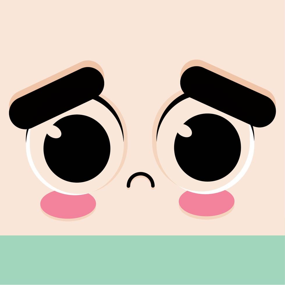 Triste expresión facial cartoon kawaii - ilustración vectorial vector