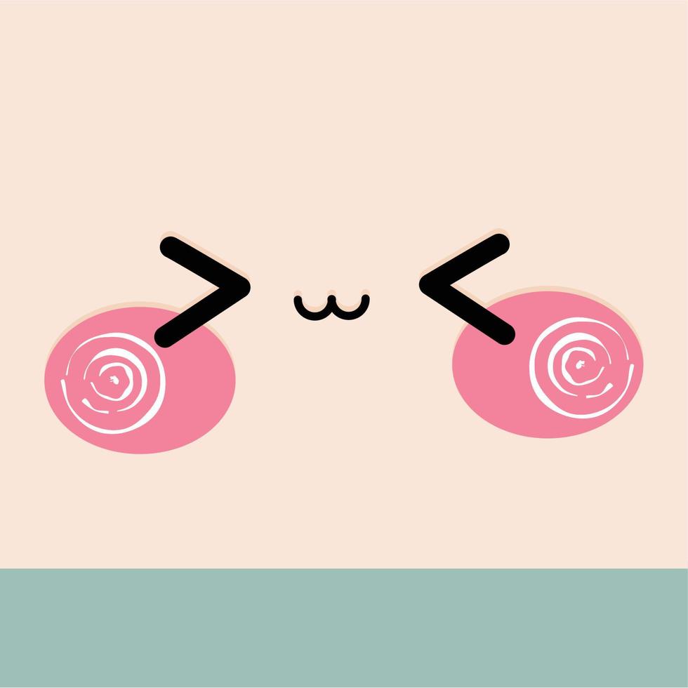 Happy facial expression cartoon kawaii - Vector illustration