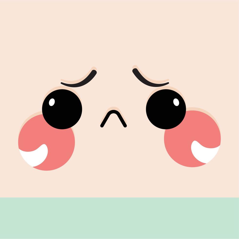 Sad facial expression cartoon kawaii - Vector illustration