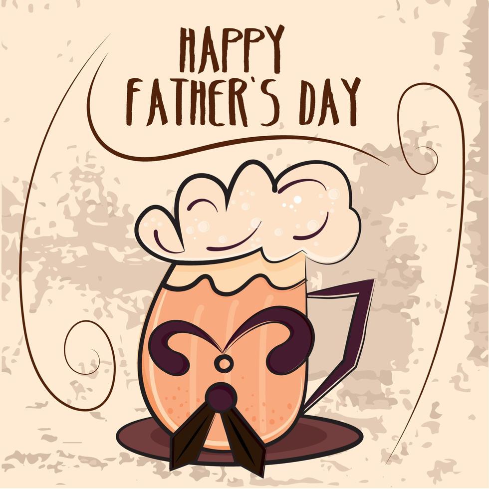 Isolated cute beer glass cartoon Happy father day retro template Vector