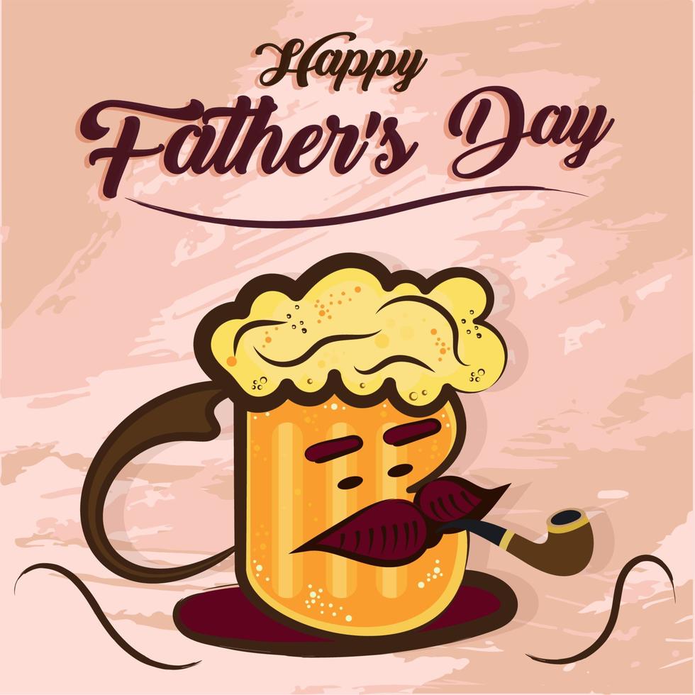 aislado lindo vaso de cerveza dibujos animados feliz día del padre plantilla retro vector